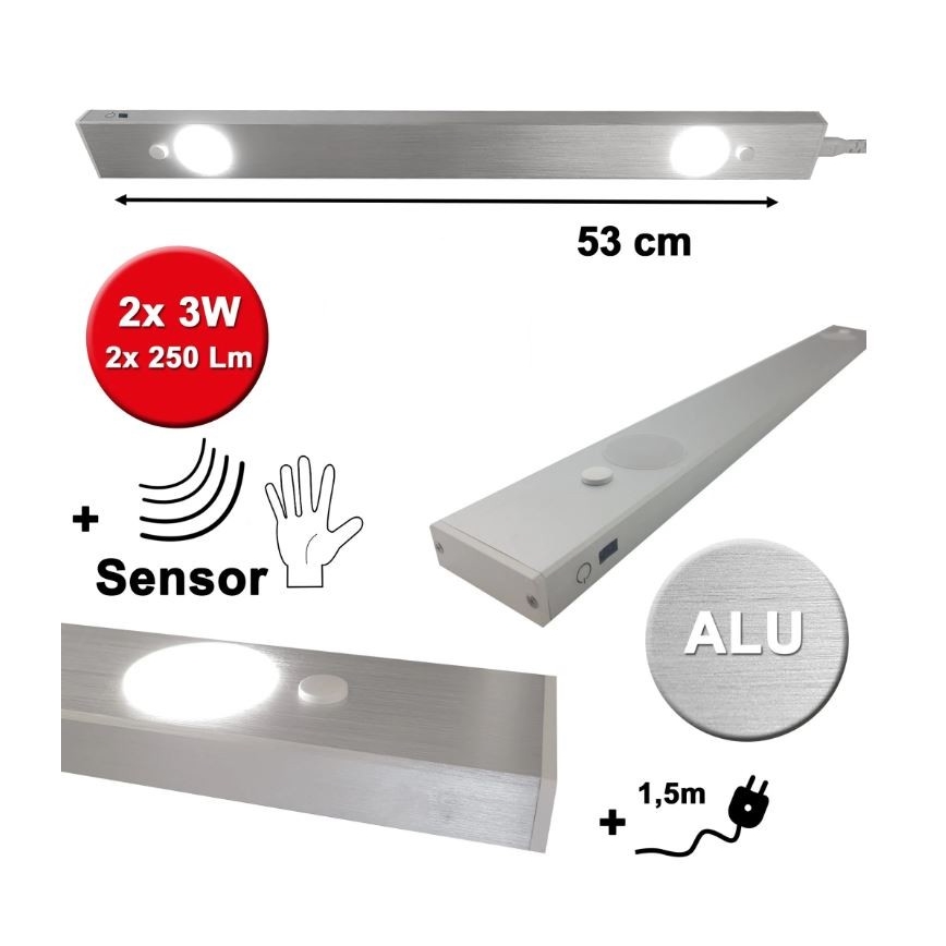 HiLite - LED Podlinkové svítidlo se senzorem BERN 2xLED/3W/230V 4000K