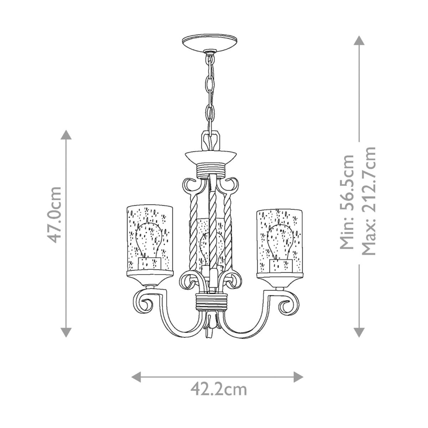 Hinkley - Lustr na řetězu CASA 3xE27/60W/230V