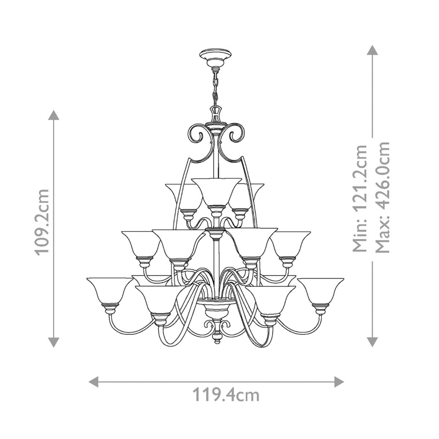 Hinkley - Lustr na řetězu CELLO 15xE27/60W/230V