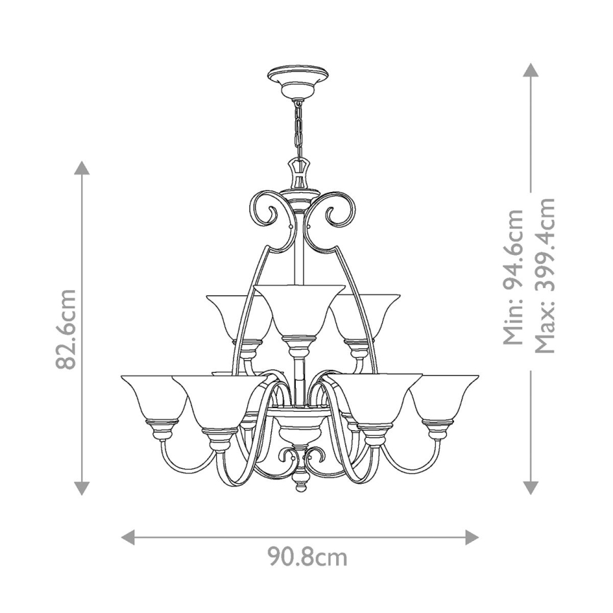 Hinkley - Lustr na řetězu CELLO 9xE27/60W/230V