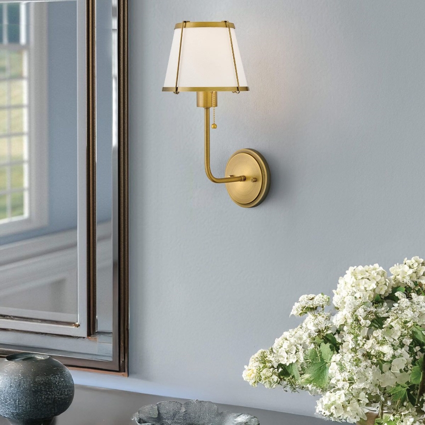 Hinkley - Nástěnná lampa CLARKE 1xE27/40W/230V mosaz/bílá