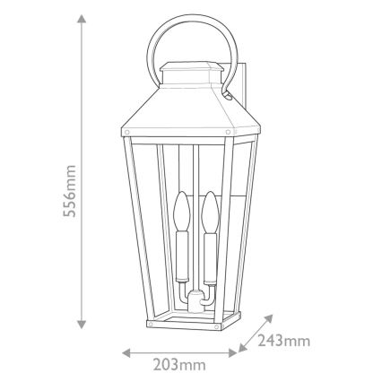 Hinkley - Venkovní nástěnné svítidlo DAWSON L 2xE14/40W/230V IP44 černá