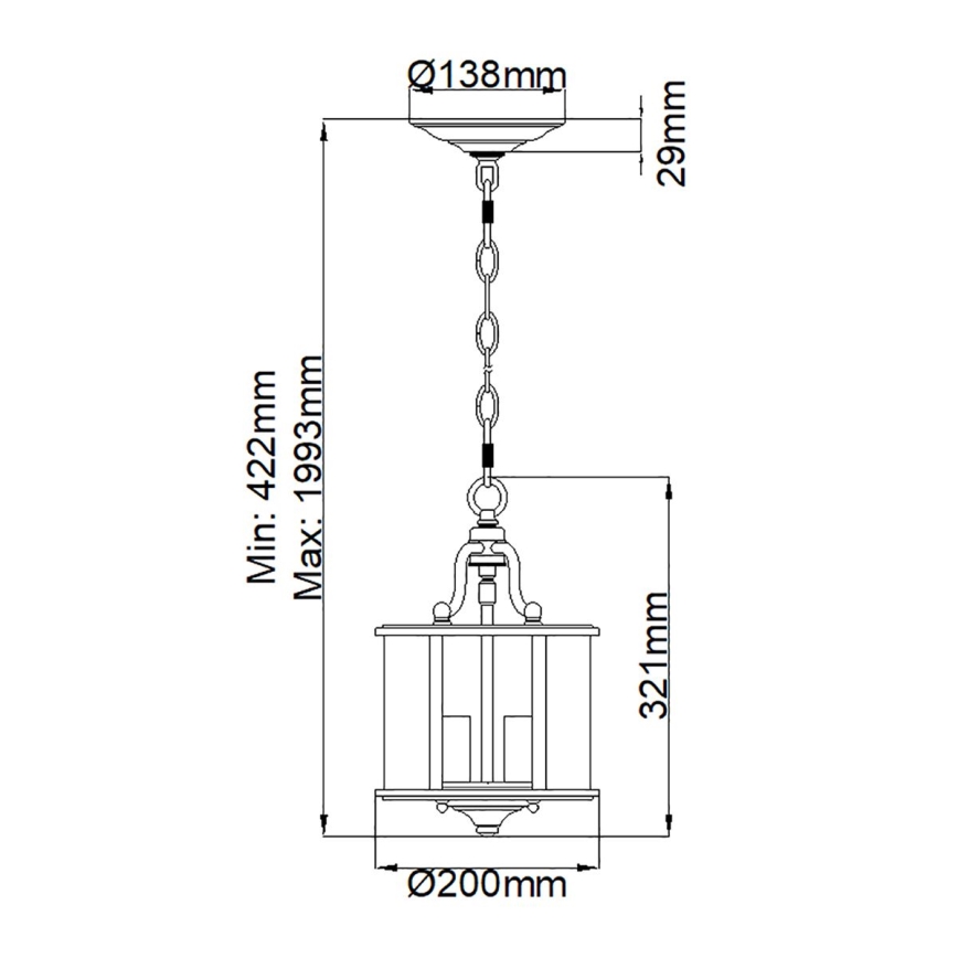 Hinkley - Lustr na řetězu GENTRY 3xE14/60W/230V zlatá