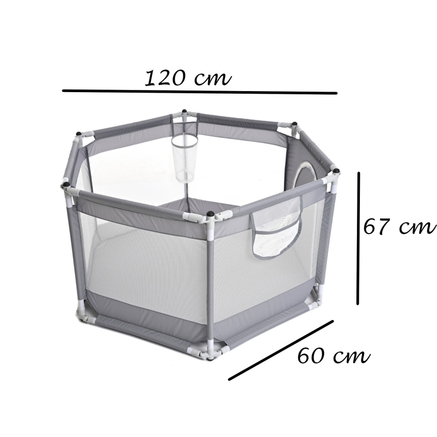 Hrací ohrádka 120 cm šedá