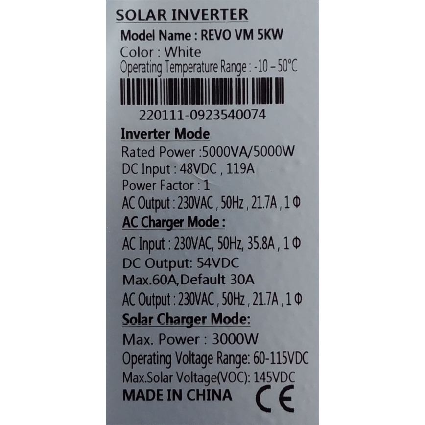 Hybridní měnič napětí 5000W/48V