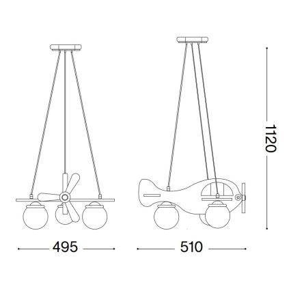 Ideal Lux - Dětský lustr na lanku AVION 3xE14/28W/230V modrá