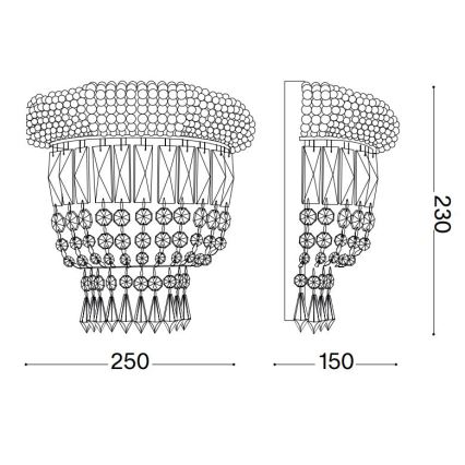 Ideal Lux - Křišťálové nástěnné svítidlo DUBAI 2xE14/28W/230V lesklý chrom