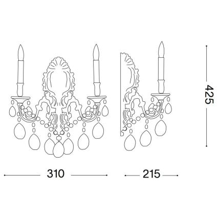 Ideal Lux - Křišťálové nástěnné svítidlo GIOCONDA 2xE14/40W/230V zlatá