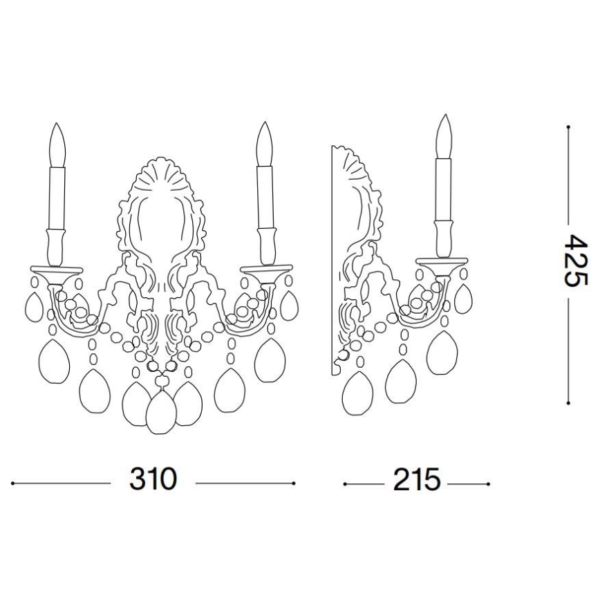 Ideal Lux - Křišťálové nástěnné svítidlo GIOCONDA 2xE14/40W/230V zlatá