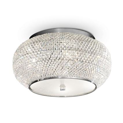 Ideal Lux - Křišťálové stropní svítidlo PASHA 6xE14/40W/230V pr. 40 cm lesklý chrom