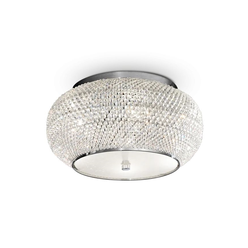 Ideal Lux - Křišťálové stropní svítidlo PASHA 6xE14/40W/230V pr. 40 cm lesklý chrom