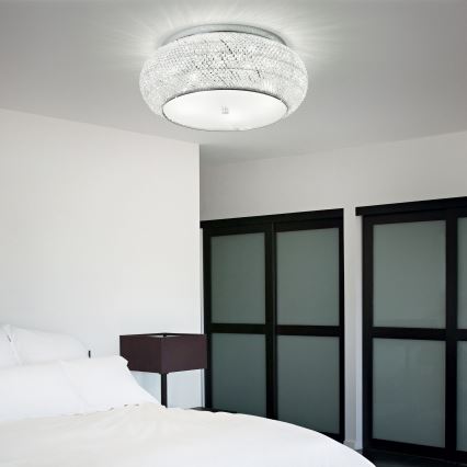 Ideal Lux - Křišťálové stropní svítidlo PASHA 6xE14/40W/230V pr. 40 cm lesklý chrom
