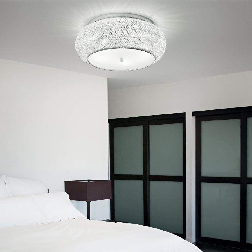 Ideal Lux - Křišťálové stropní svítidlo PASHA 6xE14/40W/230V pr. 40 cm lesklý chrom