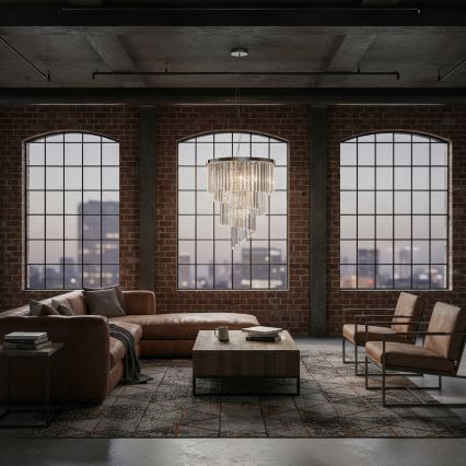 Ideal Lux - Křišťálový lustr na lanku CARLTON 12xE14/40W/230V pr. 50 cm lesklý chrom