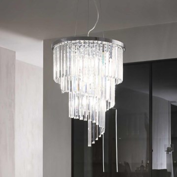 Ideal Lux - Křišťálový lustr na lanku CARLTON 12xE14/40W/230V pr. 50 cm lesklý chrom