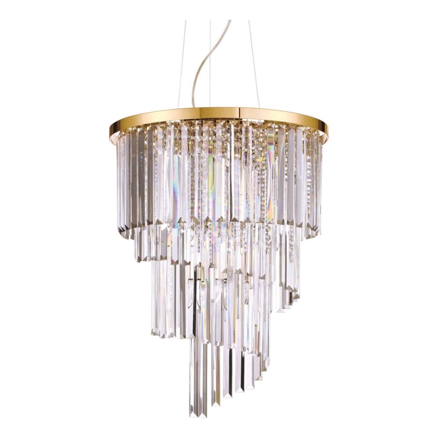 Ideal Lux - Křišťálový lustr na lanku CARLTON 12xE14/40W/230V pr. 50 cm zlatá