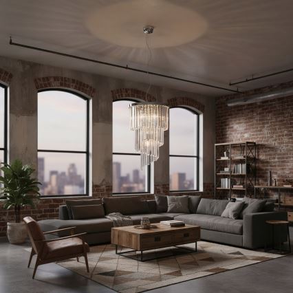 Ideal Lux - Křišťálový lustr na lanku CARLTON 8xE14/40W/230V pr. 40 cm lesklý chrom