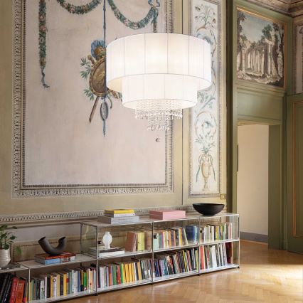 Ideal Lux - Křišťálový lustr na lanku OPERA 10xE27/60W/230V pr. 90 cm bílá