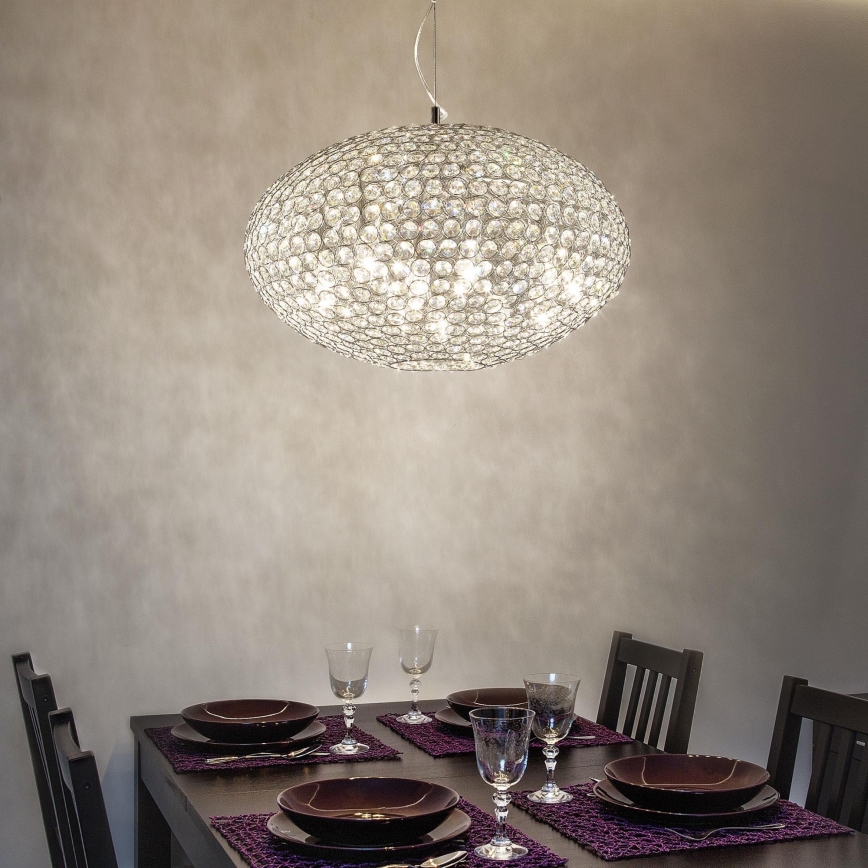 Ideal Lux - Křišťálový lustr na lanku ORION 12xE14/40W/230V pr. 60 cm stříbrná