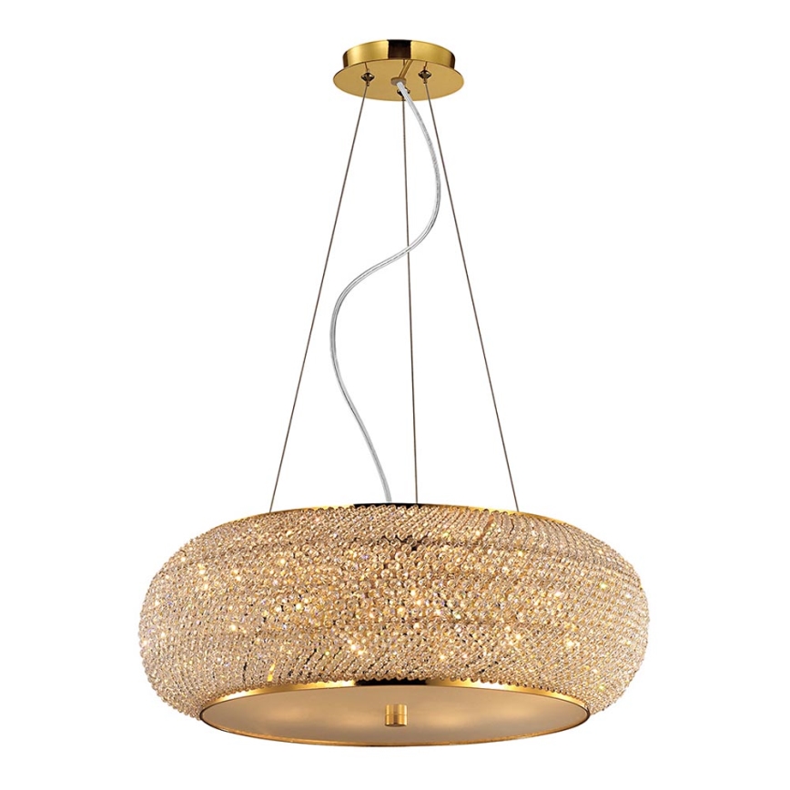 Ideal Lux - Křišťálový lustr na lanku PASHA 10xE14/40W/230V pr. 55 cm zlatá