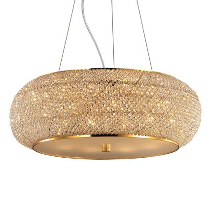 Ideal Lux - Křišťálový lustr na lanku PASHA 10xE14/40W/230V pr. 55 cm zlatá