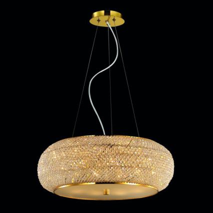 Ideal Lux - Křišťálový lustr na lanku PASHA 10xE14/40W/230V pr. 55 cm zlatá