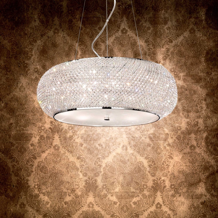 Ideal Lux - Křišťálový lustr na lanku PASHA 14xE14/40W/230V pr. 65 cm lesklý chrom