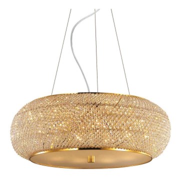 Ideal Lux - Křišťálový lustr na lanku PASHA 14xE14/40W/230V pr. 65 cm zlatá
