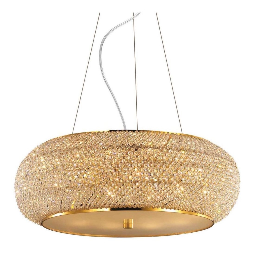 Ideal Lux - Křišťálový lustr na lanku PASHA 14xE14/40W/230V pr. 65 cm zlatá