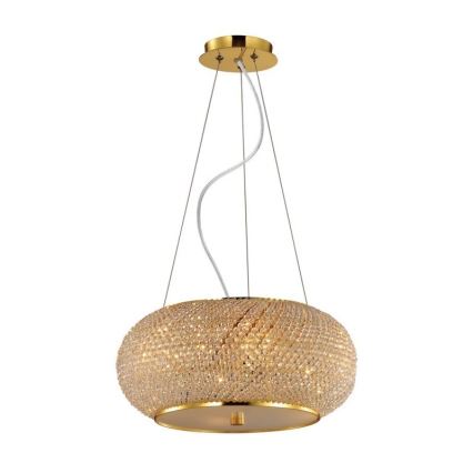 Ideal Lux - Křišťálový lustr na lanku PASHA 14xE14/40W/230V pr. 65 cm zlatá