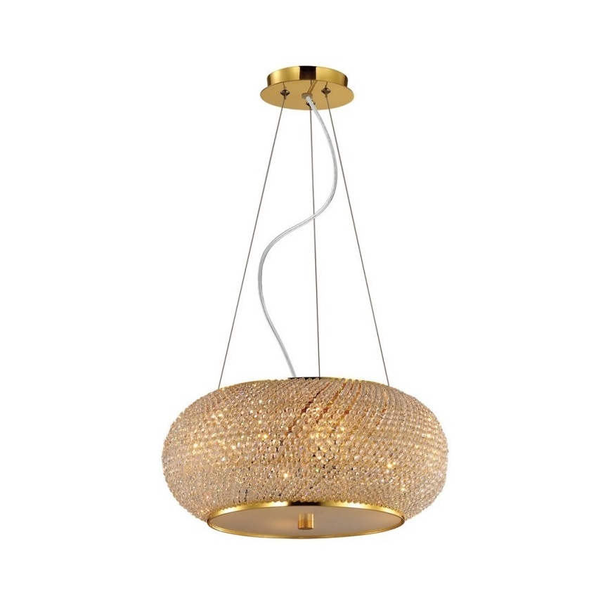 Ideal Lux - Křišťálový lustr na lanku PASHA 14xE14/40W/230V pr. 65 cm zlatá