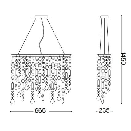 Ideal Lux - Křišťálový lustr na lanku RAIN 5xE14/40W/230V čirá