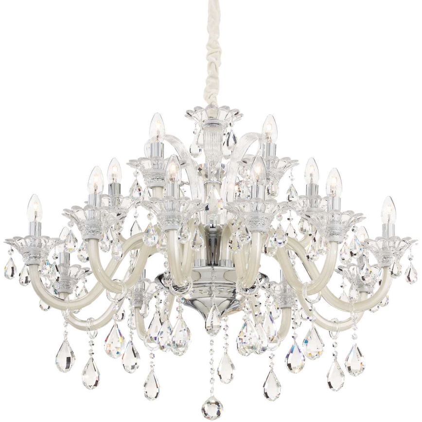 Ideal Lux - Křišťálový lustr na řetězu COLOSSAL 15xE14/40W/230V pr. 95 cm krémová/lesklý chrom