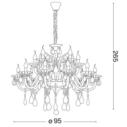 Ideal Lux - Křišťálový lustr na řetězu COLOSSAL 15xE14/40W/230V pr. 95 cm krémová/lesklý chrom