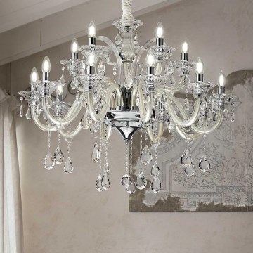 Ideal Lux - Křišťálový lustr na řetězu COLOSSAL 15xE14/40W/230V pr. 95 cm krémová/lesklý chrom