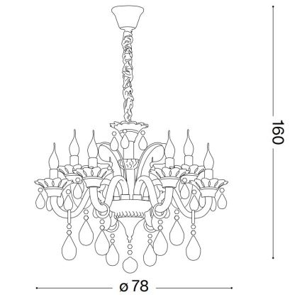 Ideal Lux - Křišťálový lustr na řetězu COLOSSAL 8xE14/40W/230V pr. 78 cm šedá/lesklý chrom