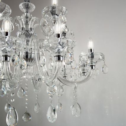 Ideal Lux - Křišťálový lustr na řetězu CONTINENTAL 12xE14/40W/230V pr. 86 cm čirá