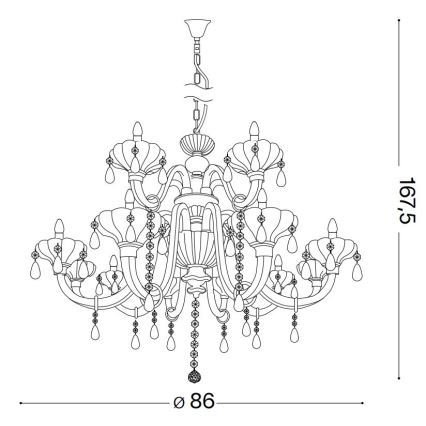 Ideal Lux - Křišťálový lustr na řetězu CONTINENTAL 12xE14/40W/230V pr. 86 cm čirá