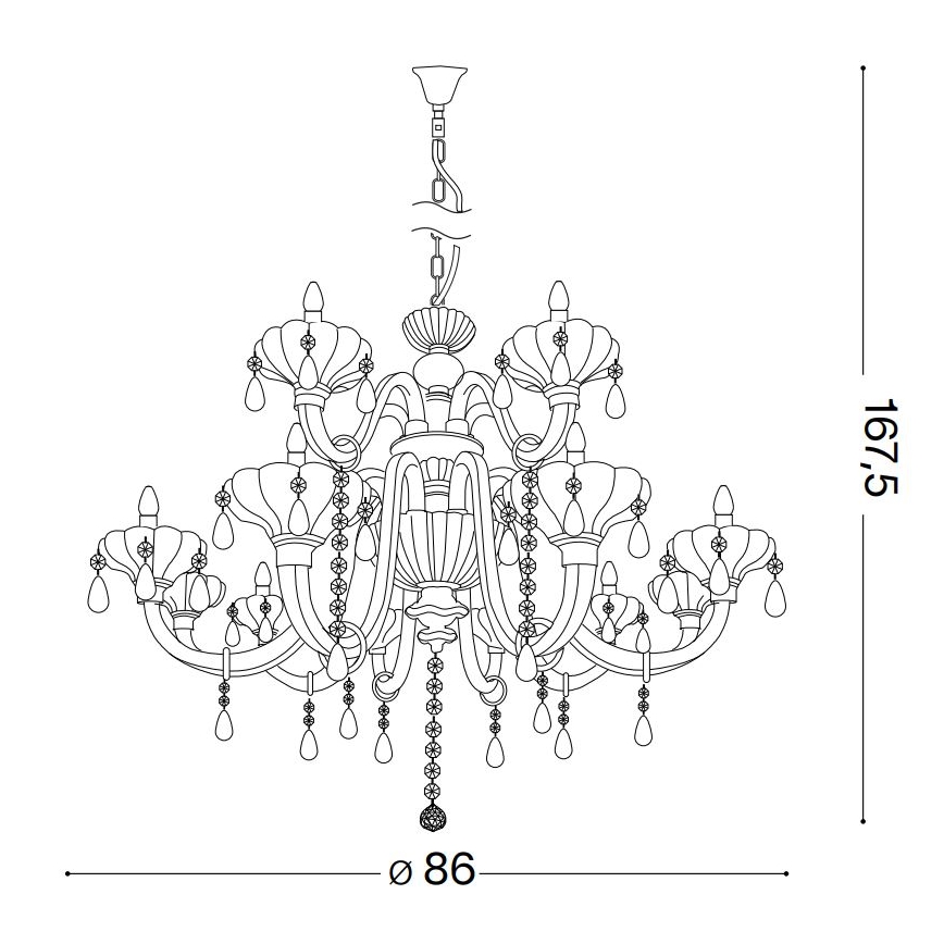 Ideal Lux - Křišťálový lustr na řetězu CONTINENTAL 12xE14/40W/230V pr. 86 cm čirá