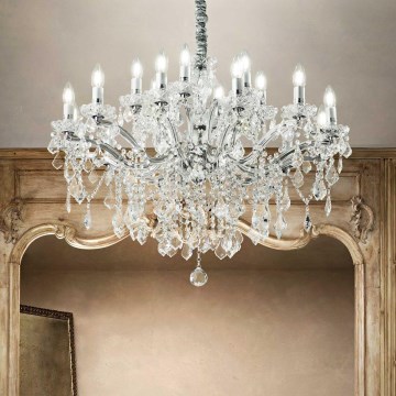 Ideal Lux - Křišťálový lustr na řetězu FLORIAN 18xE14/40W/230V pr. 86 cm čirá