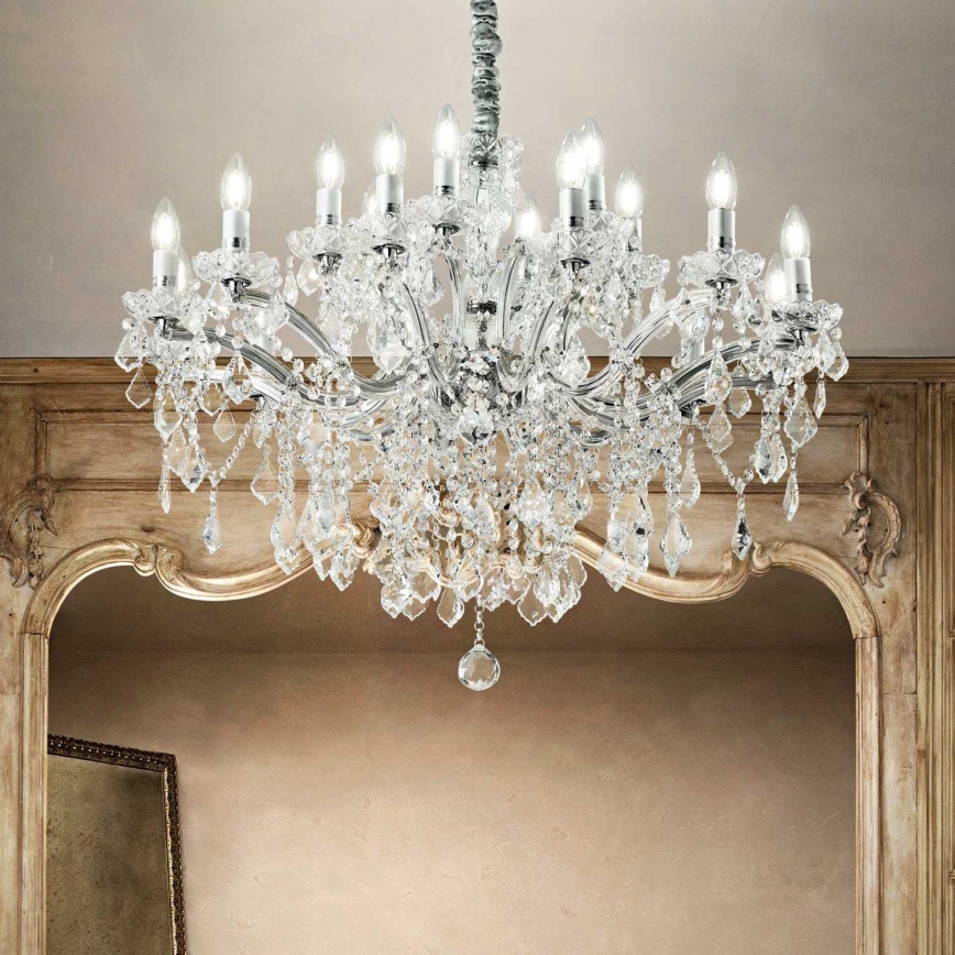 Ideal Lux - Křišťálový lustr na řetězu FLORIAN 18xE14/40W/230V pr. 86 cm čirá