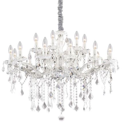 Ideal Lux - Křišťálový lustr na řetězu FLORIAN 18xE14/40W/230V pr. 86 cm čirá