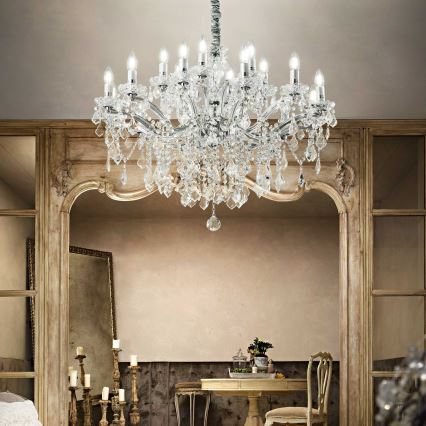 Ideal Lux - Křišťálový lustr na řetězu FLORIAN 18xE14/40W/230V pr. 86 cm čirá