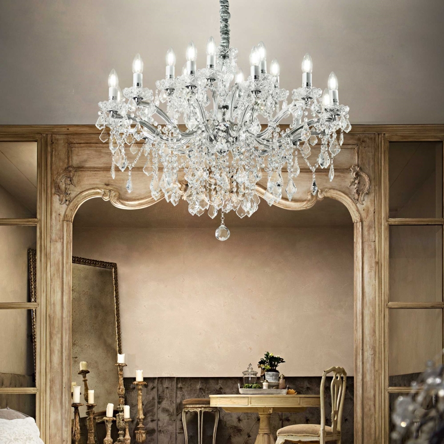 Ideal Lux - Křišťálový lustr na řetězu FLORIAN 18xE14/40W/230V pr. 86 cm čirá