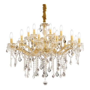 Ideal Lux - Křišťálový lustr na řetězu FLORIAN 18xE14/40W/230V pr. 86 cm zlatá
