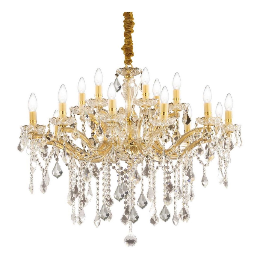Ideal Lux - Křišťálový lustr na řetězu FLORIAN 18xE14/40W/230V pr. 86 cm zlatá
