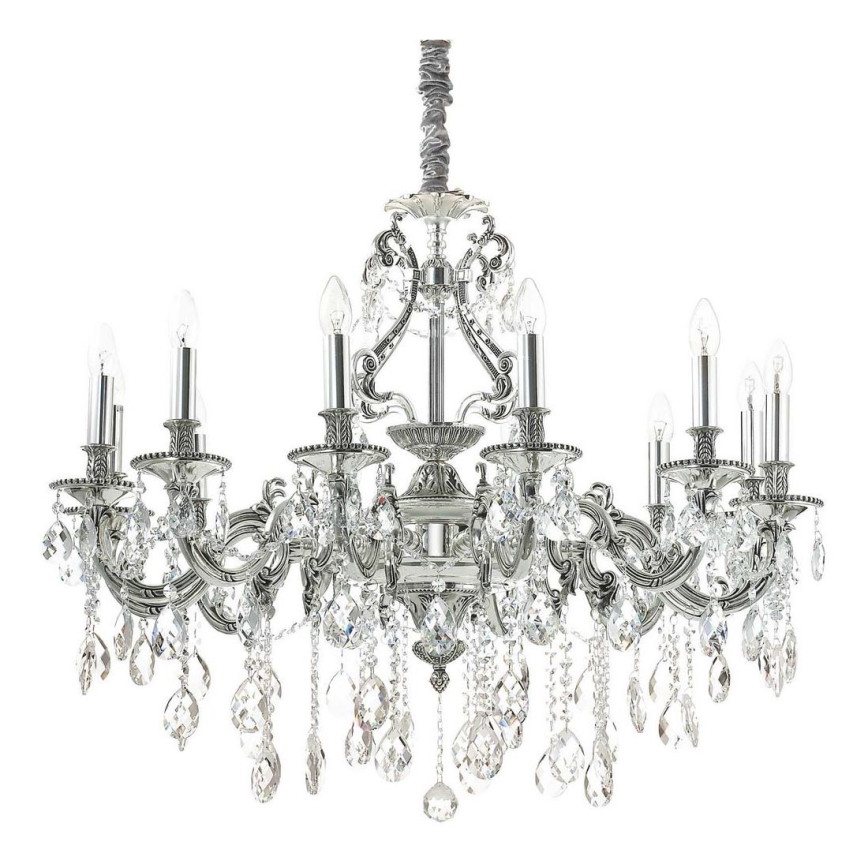 Ideal Lux - Křišťálový lustr na řetězu GIOCONDA 12xE14/40W/230V pr. 90 cm stříbrná