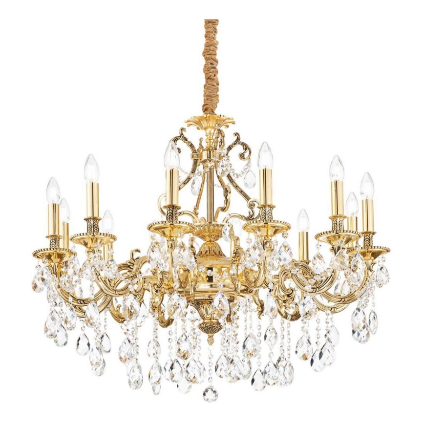 Ideal Lux - Křišťálový lustr na řetězu GIOCONDA 12xE14/40W/230V pr. 90 cm zlatá