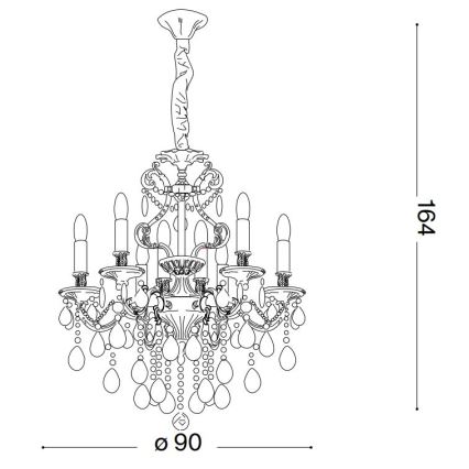 Ideal Lux - Křišťálový lustr na řetězu GIOCONDA 12xE14/40W/230V pr. 90 cm zlatá
