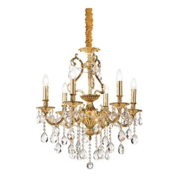 Ideal Lux - Křišťálový lustr na řetězu GIOCONDA 6xE14/40W/230V pr. 62 cm zlatá